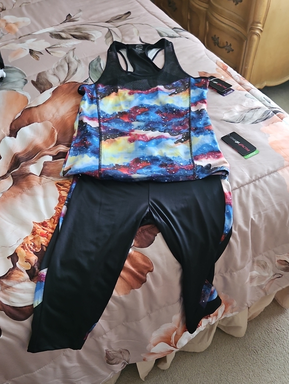 Cover girl Active Wear Set Galactic Glow Design NWT XL Top Bottom Large